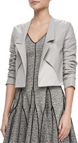 Thumbnail for your product : Halston Cropped Leather Open Jacket