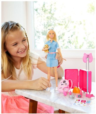 Barbie Doll and Accessories Travel Set with Puppy