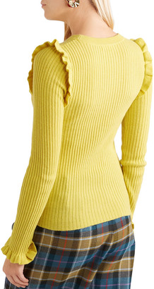 See by Chloe Ruffle-trimmed Ribbed Alpaca-blend Sweater