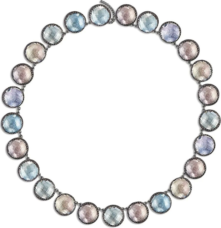 Larkspur & Hawk rhodium plated sterling silver Olivia Button quartz necklace