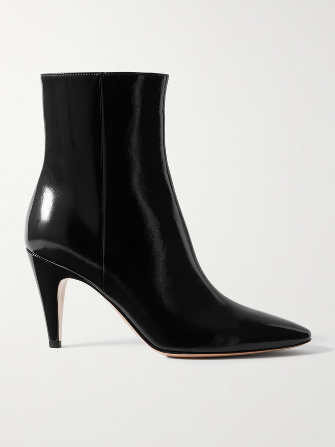 Gianvito Rossi Amelia 80 Glossed-leather Ankle Boots - Black