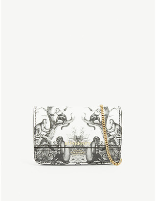 Burberry Jody monkey print leather card holder with chain