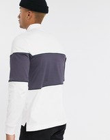 Thumbnail for your product : Fred Perry rugby colour block polo in white and grey