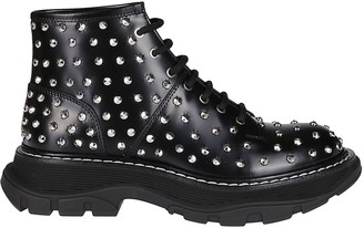 black studded lace up boots