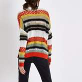 Thumbnail for your product : River Island Womens Orange multi colour stripe mixed knit jumper