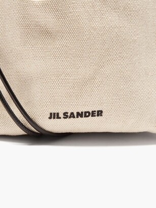 Jil Sander Drawstring Canvas And Leather Shoulder Bag - White Multi