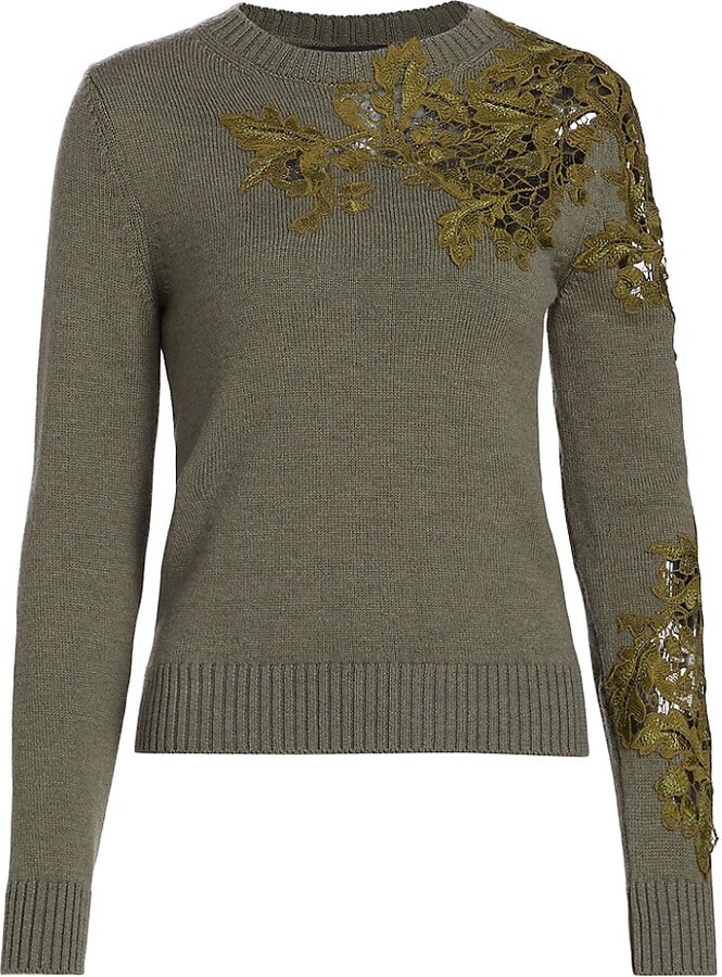 Oscar de la Renta Acorn Lace-Insert Sweater ShopStyle Knitwear