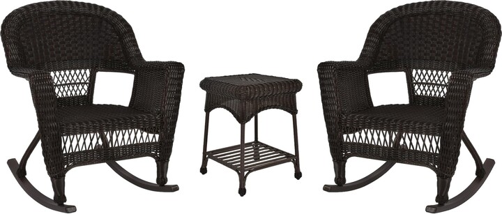 Jeco 3 Piece Rocker Wicker Chair Set