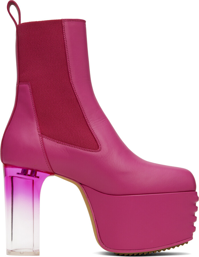 Rick Owens Pink Minimal Grill Platform Chelsea Boots ShopStyle