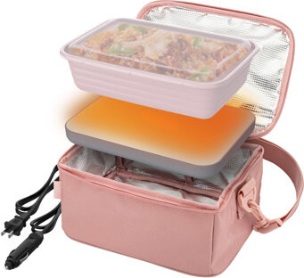 Prep & Savour Heat, Electric Lunch Bag & Food Warmer For Reheating Meals In Car, Heated Lunch Box Warmer For Adults, Shift Workers, 12V/24V Auto & 120V Wall Cords
