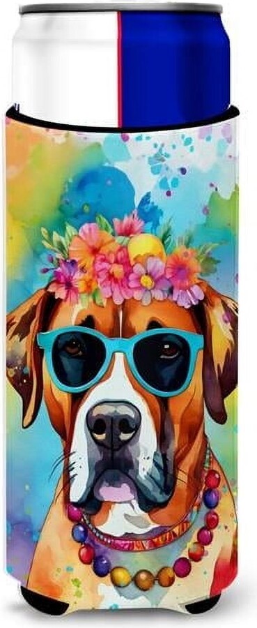 Carolines Treasures DAC2472MUK 12 oz Boxer Hippie Dawg Hugger for Ultra Slim Cans