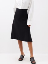 Asymmetric Crepe Midi Skirt 