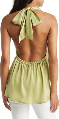VICI Collection Satin Crossover Halter Neck Top