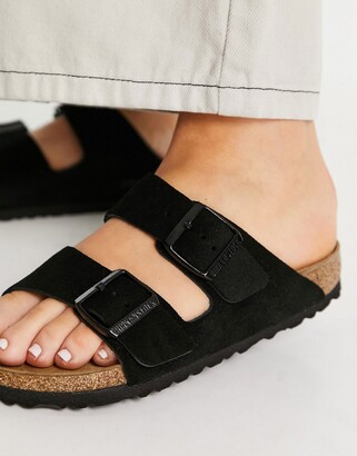 Birkenstock Arizona suede flat sandals in black