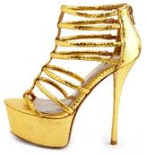 Thumbnail for your product : Charlotte Russe Caged Snakeskin Platform Heel
