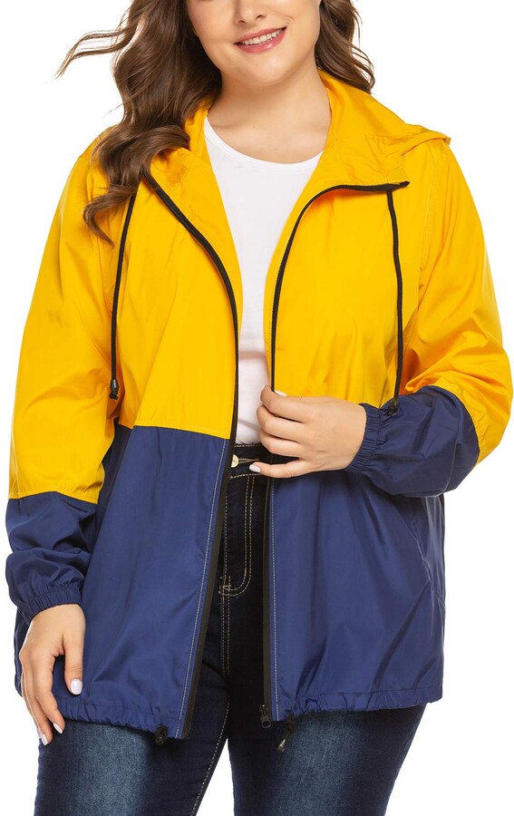 In'voland Women's Plus Size Raincoat Rain Jacket Lightweight Waterproof  Coat Jacket Windbreaker with Hooded - ShopStyle