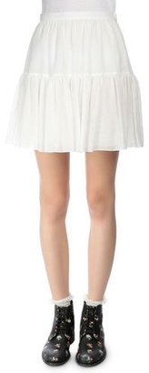Saint Laurent Tiered Full Mini Skirt, Shell White