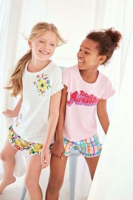 Next Girls Multi Awesome/Floral Short Pyjamas Two Pack (3-16yrs)