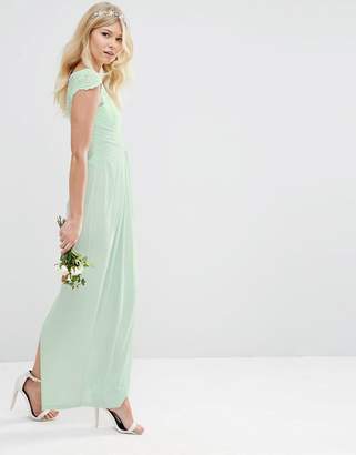 ASOS Petite Wedding Lace Top Pleated Maxi Dress