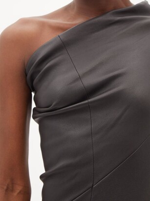 Rick Owens Athena One-shoulder Bonded-leather Minidress - Black