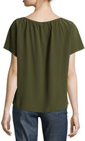 Thumbnail for your product : Tory Burch Camille Short-Sleeve Embroidered Top, Dark Olive Green