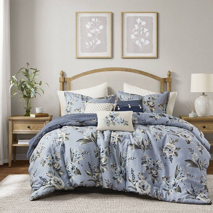 Madison Home USA Isadora Floral 7 pc Comforter Set with Throw Pillows