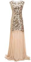 Thumbnail for your product : M MAYEVER 1920s Long Prom Dress Sequin Bead Gatsby Ball Party Gown with Headband (XXL, Black & Gold)