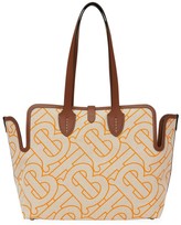 Thumbnail for your product : Burberry Medium Soft Belt Leather-Trimmed Canvas Tote