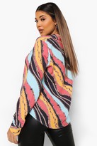 Thumbnail for your product : boohoo Scarf Print Oversized Shirt