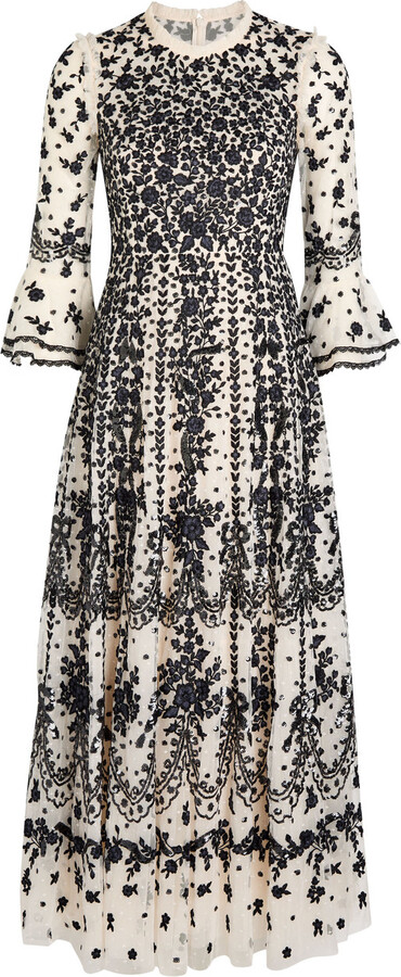 Needle & Thread Adeline Floral-embroidered Tulle Gown
