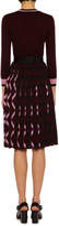 Thumbnail for your product : Bottega Veneta 3/4-Sleeve Pleated-Skirt Wool V-Neck Dress, Multicolor