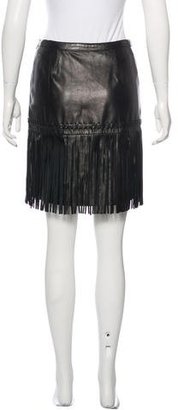 L'Agence Leather Fringe Skirt
