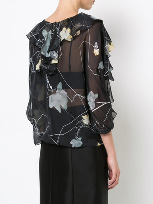 Thomas Wylde Foxglove sheer floral blouse