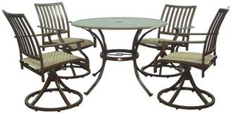 Panama Jack Outdoor Island Breeze 5-piece Slatted Dining Group with Swivel Rocking Chairs