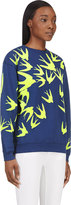 Thumbnail for your product : McQ Blue & Yellow Velvet Flocked Swallow Sweatshirt