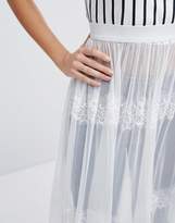 Thumbnail for your product : PrettyLittleThing Mesh Lace Detail Maxi Skirt