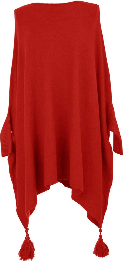red poncho coat