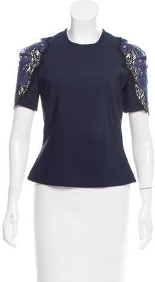 Yigal Azrouel Lace-Accented Short Sleeve Top w/ Tags
