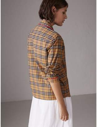 Burberry Contrast Piping Vintage Check Pyjama-style Shirt