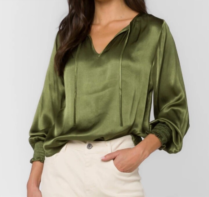 Velvet Heart Penny V Neck Blouse In Dried Thyme