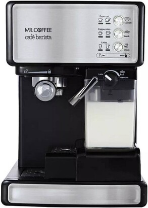 Mr. Coffee Programmable Espresso, Cappuccino, Coffee Maker with Automatic Milk Frother and 15-Bar Pump Stainless Steel Black