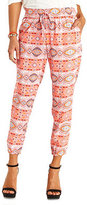 Thumbnail for your product : Charlotte Russe Neon Paisley Print Drawstring Jogger Pants