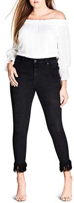 City Chic Plus City Chic Harley Frayed Skinny Jeans in Black