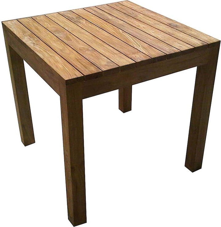 Padmas Plantation Rustic Teak Natural Wood 31.5 in. 4 legs Dining Table Seats 2