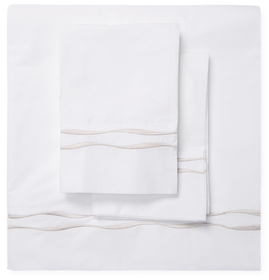 Melange Home Wavy Stripe Embroidered Cotton Percale Sheet Set