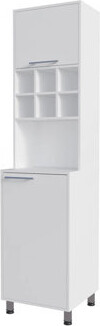 Latitude Run White Kitchen Pantry With Pneumatic Door And Open Storage