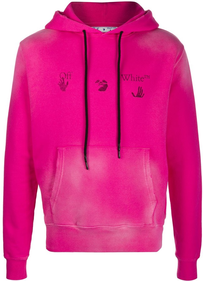 OffWhite BleachWash LogoPrint Hoodie ShopStyle