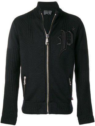 Philipp Plein Logo Embroidered Knitted Track Jacket