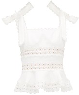 Thumbnail for your product : Zimmermann Kirra Broderie Anglaise-linen Crop Top - Ivory
