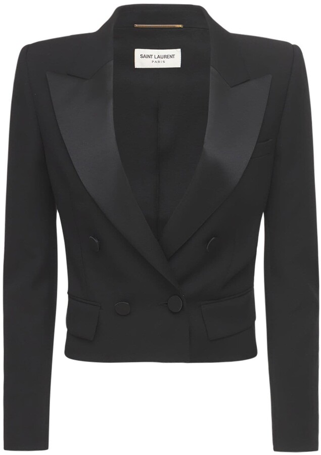 black cropped suit jacket